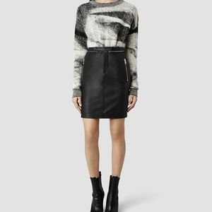All Saints leather Ryley skirt with zippers US 8